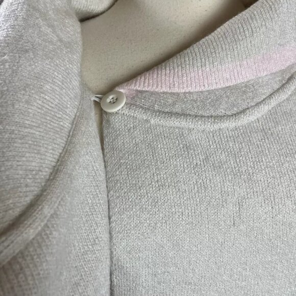 Max Studio Wrap Sweater L Cropped Wool Blend Shawl Collar Beige Pink - Picture 5 of 8